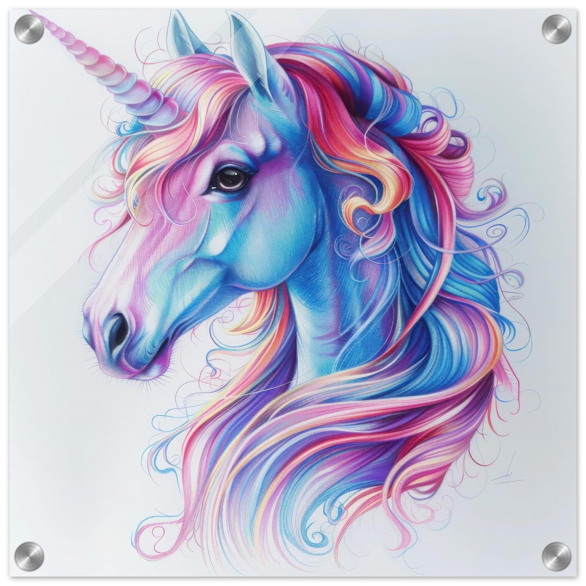 Acrylic Print Square - Children Kids Room Art Unicorn Fantasy 2 - Shop Ai Art WebShop - Digital Art online Store