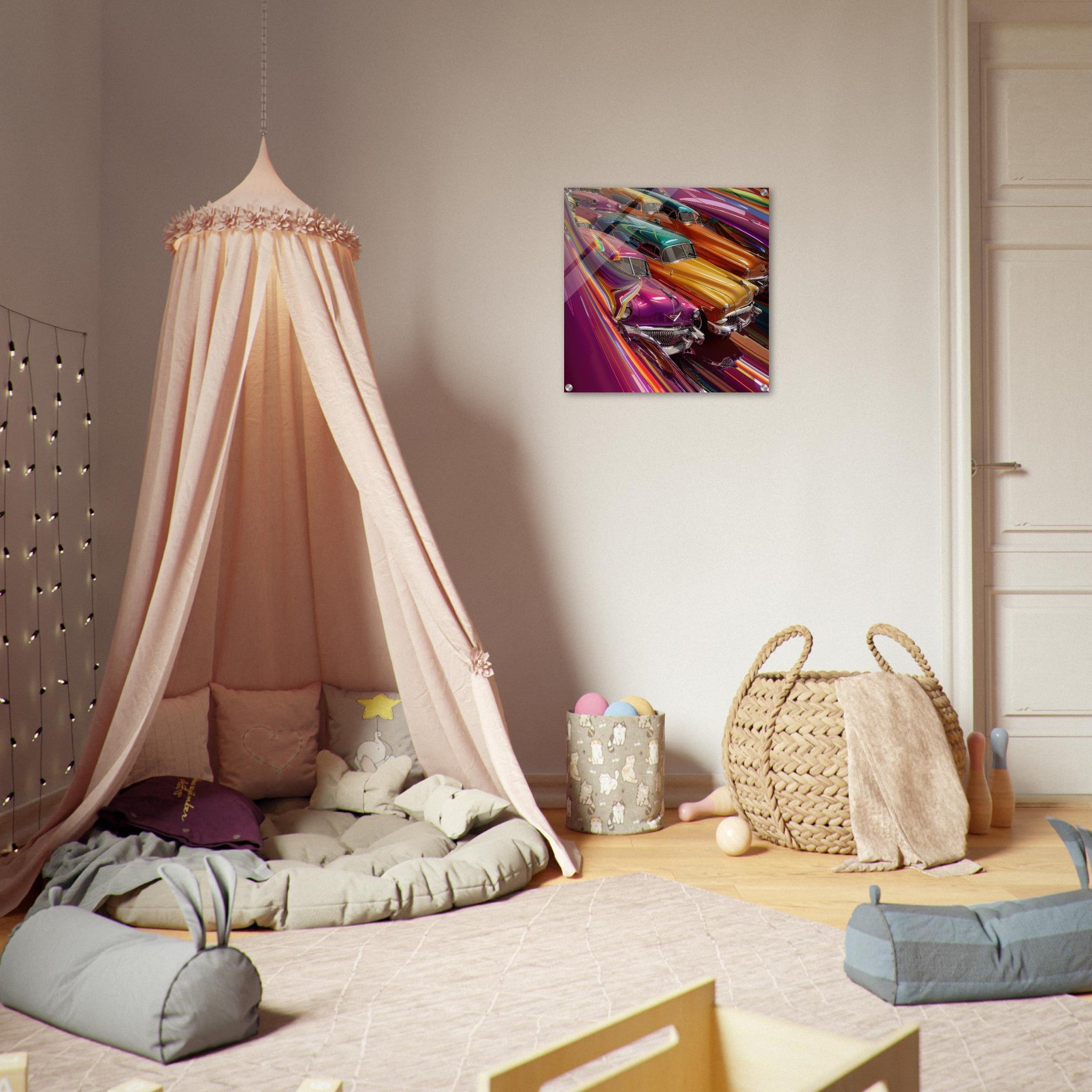 Acrylic Print Square - Classic Cars Art - Shop Ai Art WebShop - Digital Art online Store