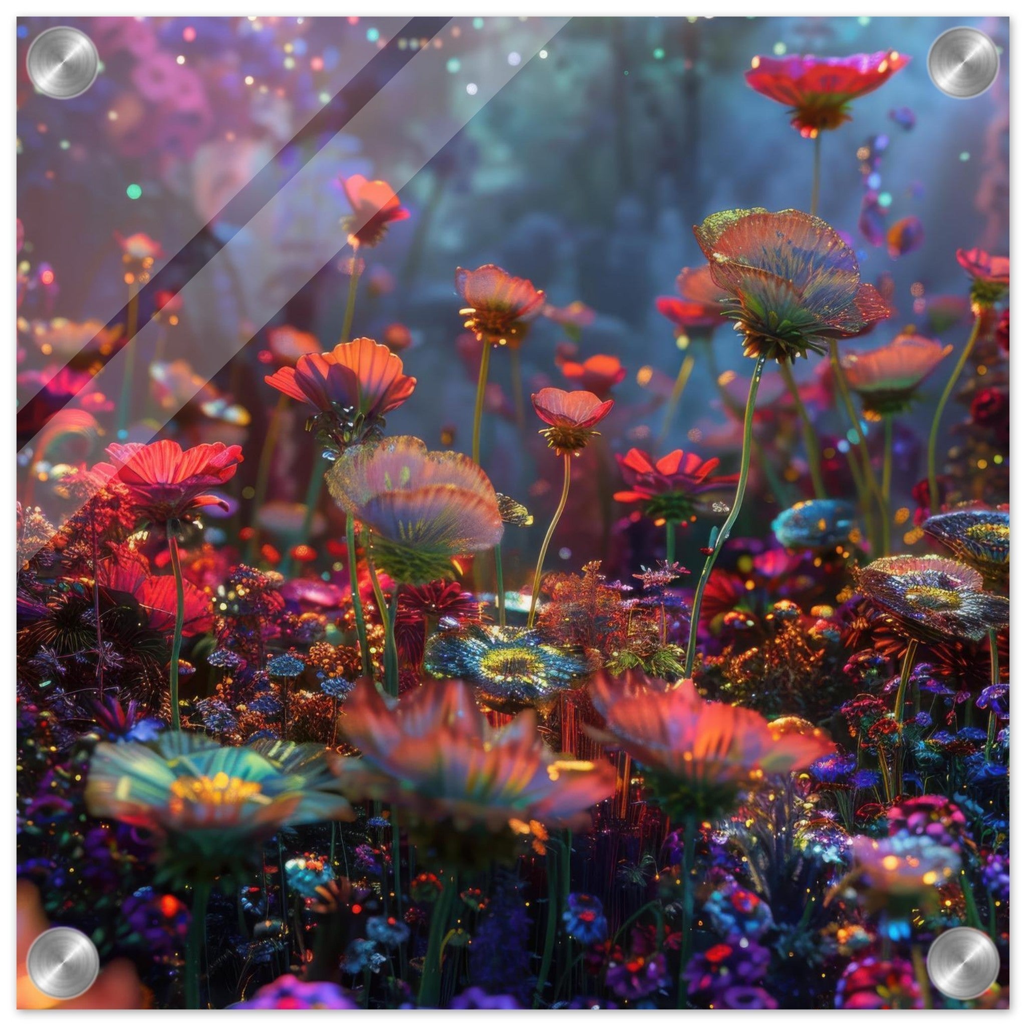 Acrylic Print Square - Colorfull Flower Art 13 - Shop Ai Art WebShop - Digital Art online Store