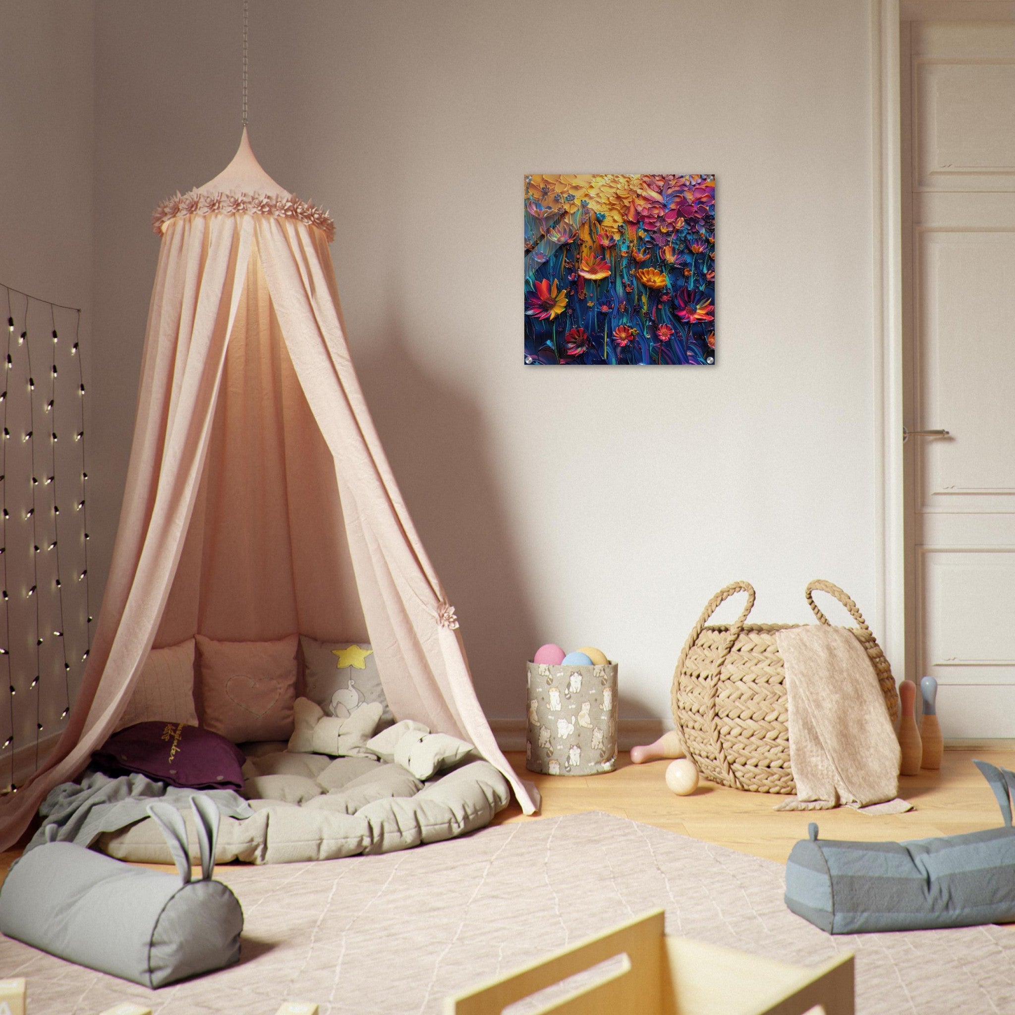 Acrylic Print Square - Colorfull Flower Art 2 - Shop Ai Art WebShop - Digital Art online Store