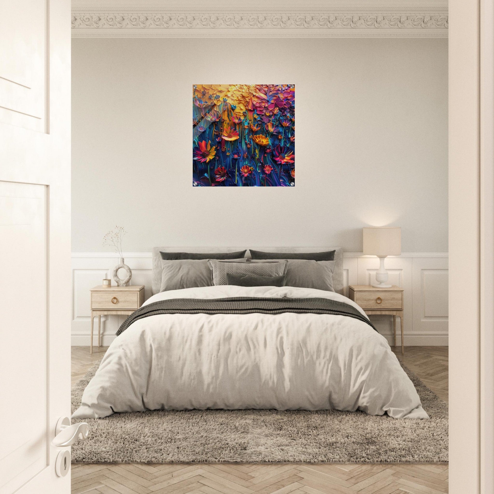 Acrylic Print Square - Colorfull Flower Art 2 - Shop Ai Art WebShop - Digital Art online Store