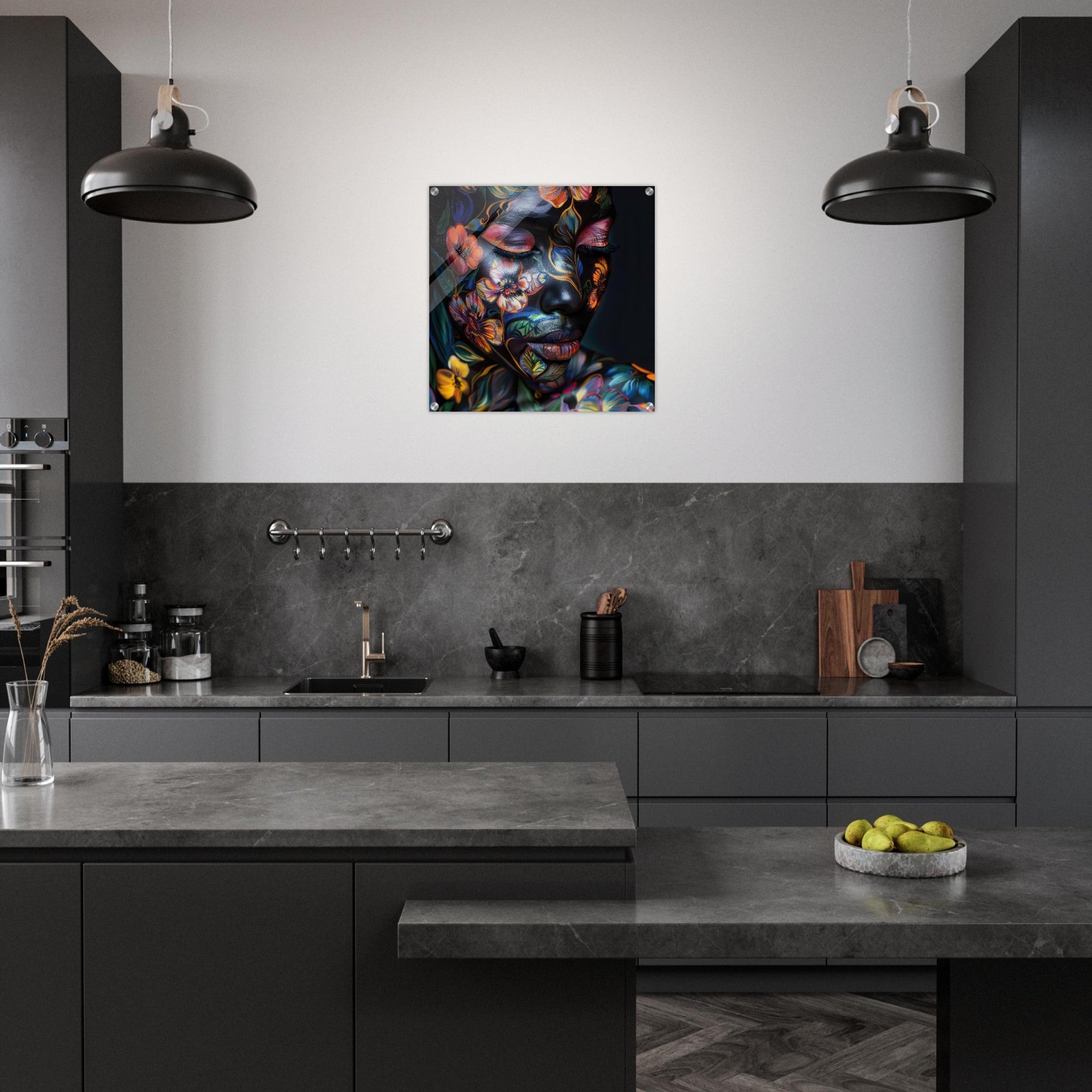 Acrylic Print Square - Colorfull Flower Art Bodypaint 5 - Shop Ai Art WebShop - Digital Art online Store