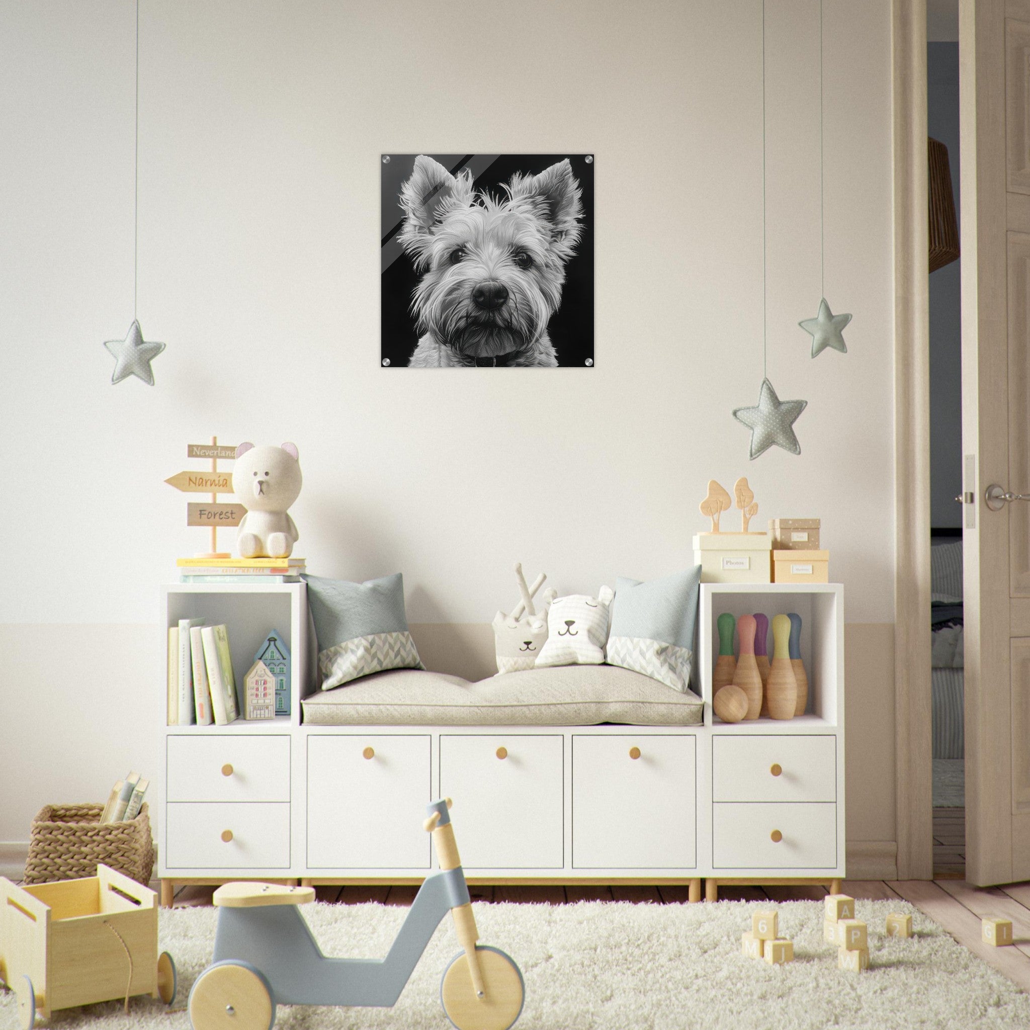 Acrylic Print Square - Dogs Westie Art - Shop Ai Art WebShop - Digital Art online Store