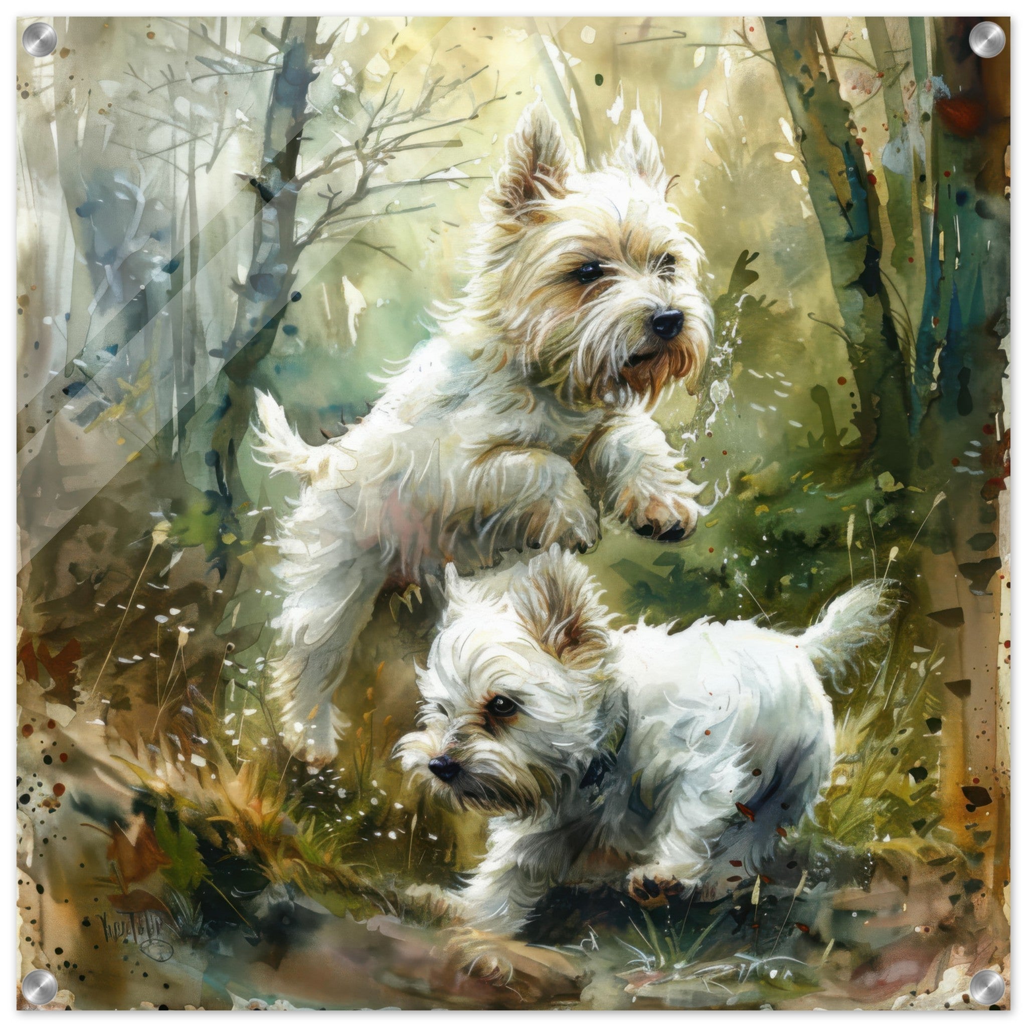 Acrylic Print Square - Dogs Westie Art1 - Shop Ai Art WebShop - Digital Art online Store