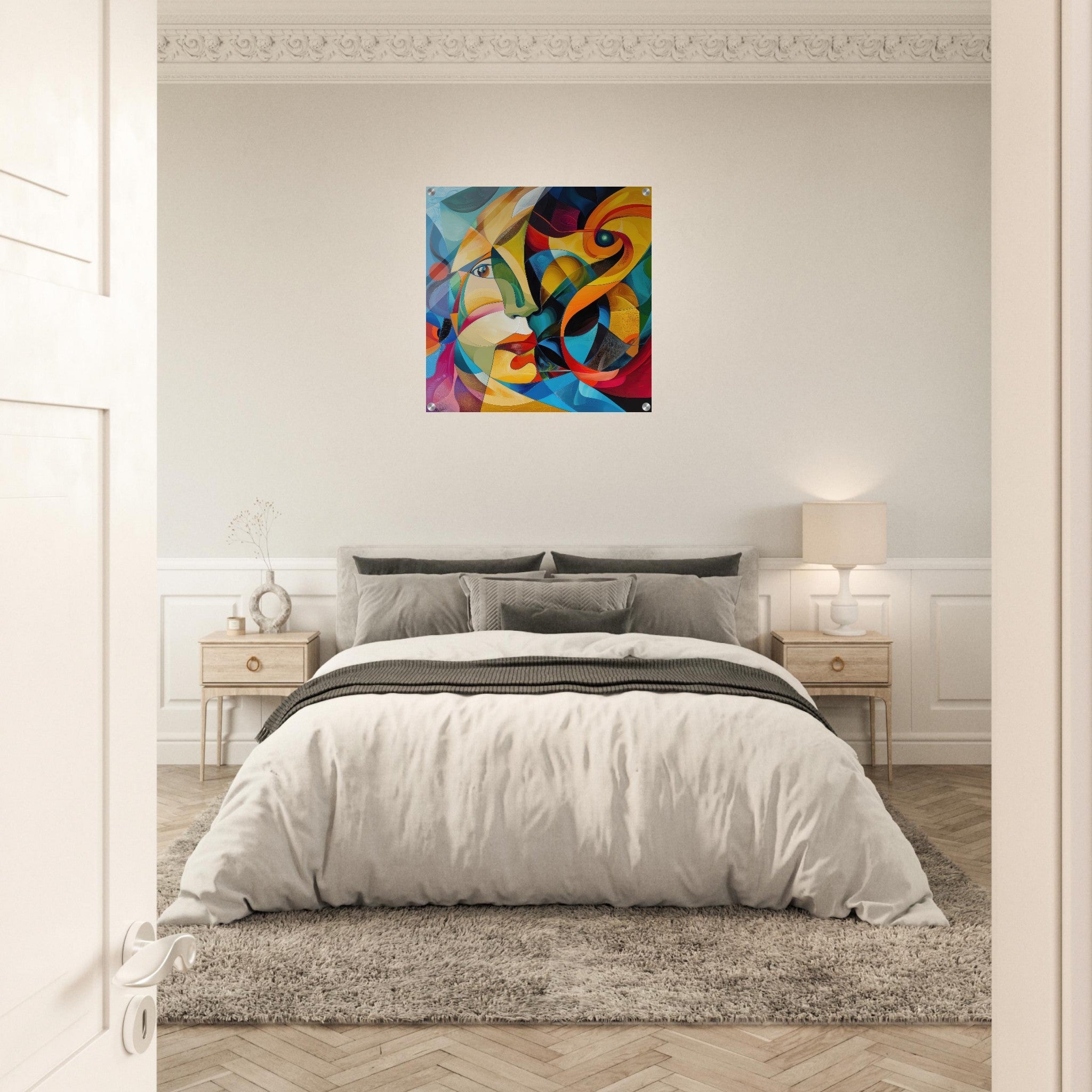 Acrylic Print Square - Face of the moon abstract art style - Shop Ai Art WebShop - Digital Art online Store