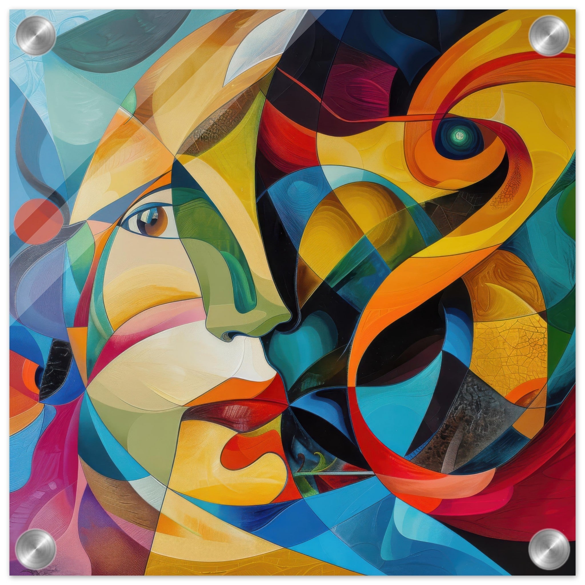 Acrylic Print Square - Face of the moon abstract art style - Shop Ai Art WebShop - Digital Art online Store