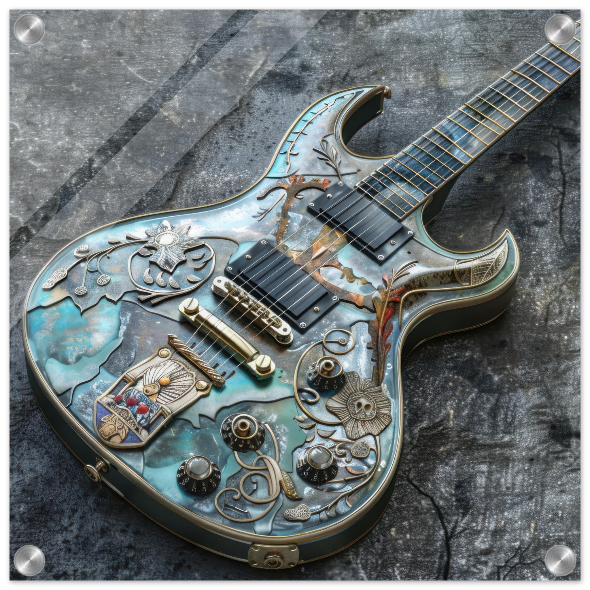 Acrylic Print Square - Guitar Art - Shop Ai Art WebShop - Digital Art online Store