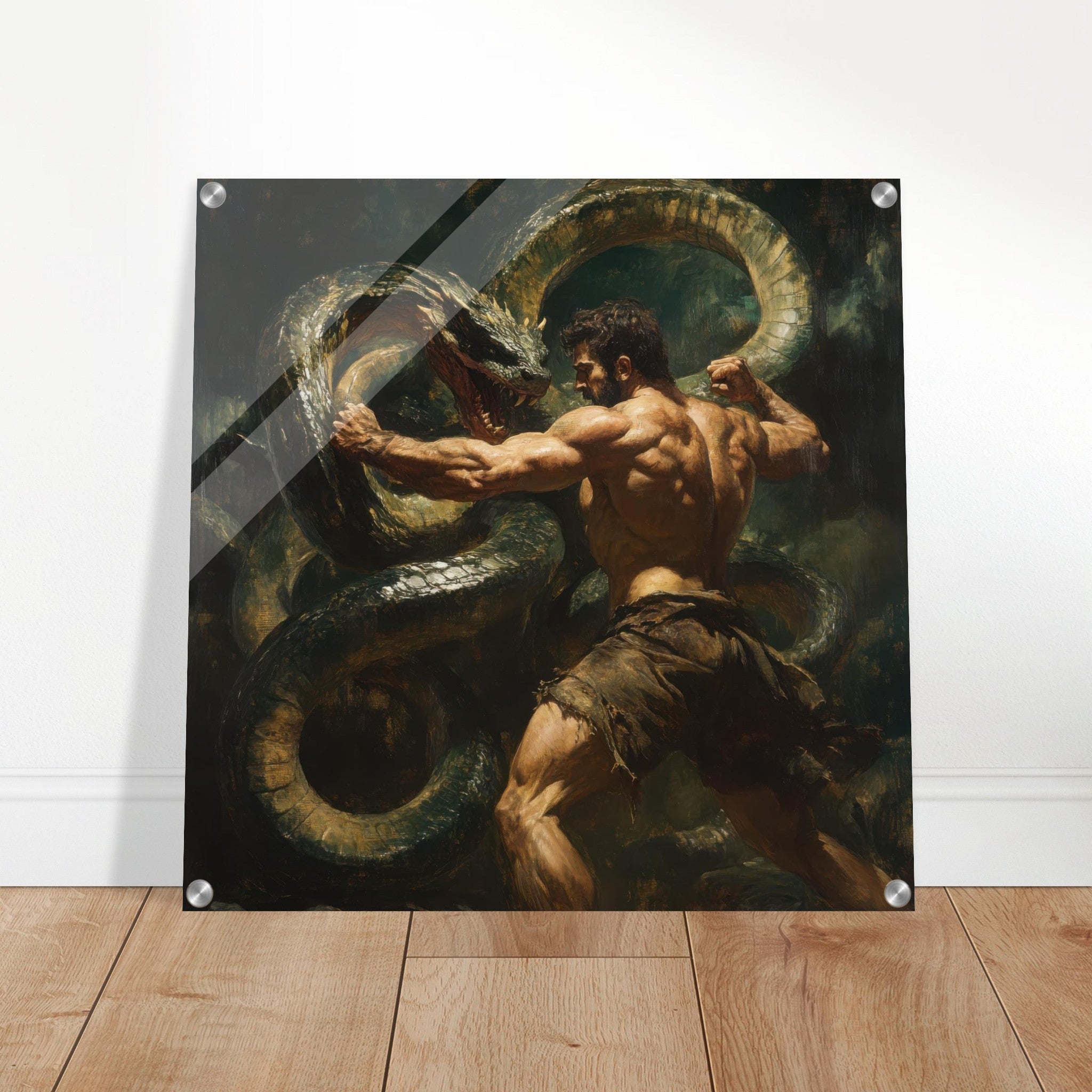 Acrylic Print Square - Hercules Battling the Hydra - Shop Ai Art WebShop - Digital Art online Store