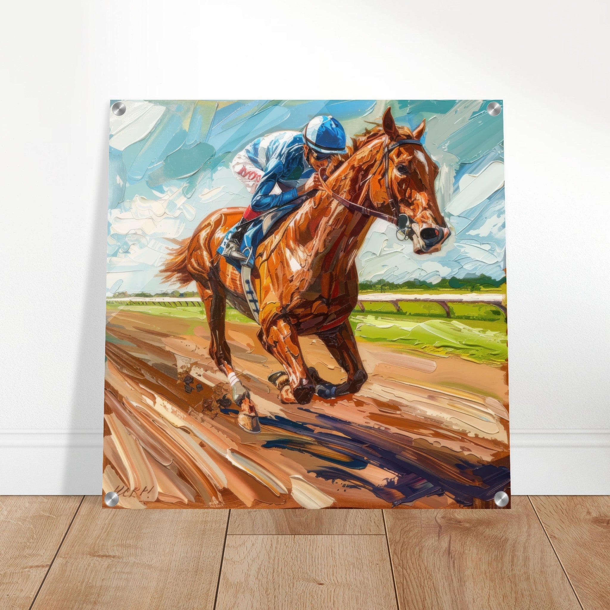 Acrylic Print Square - Horse Racing - Shop Ai Art WebShop - Digital Art online Store