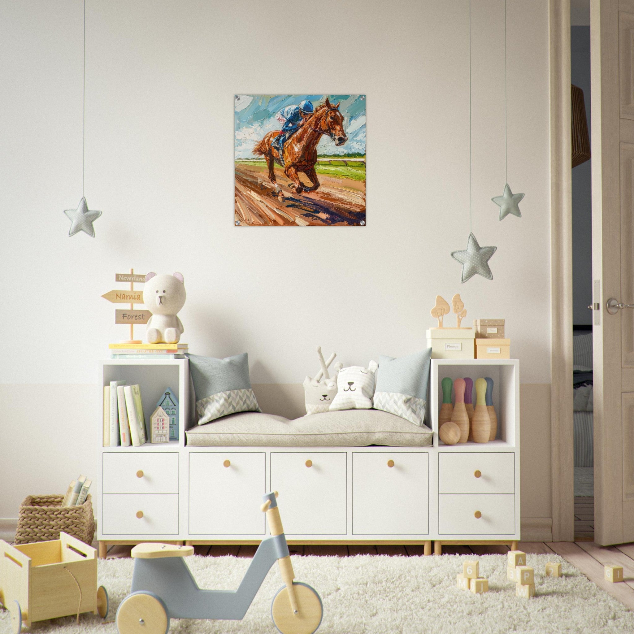 Acrylic Print Square - Horse Racing - Shop Ai Art WebShop - Digital Art online Store