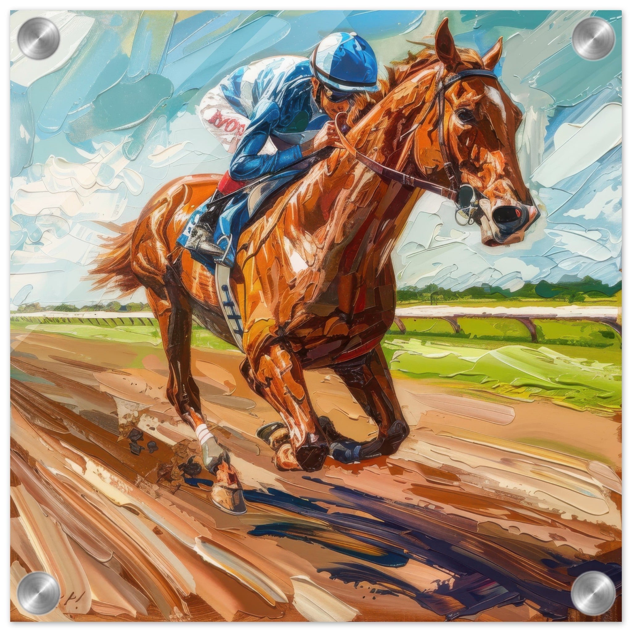 Acrylic Print Square - Horse Racing - Shop Ai Art WebShop - Digital Art online Store
