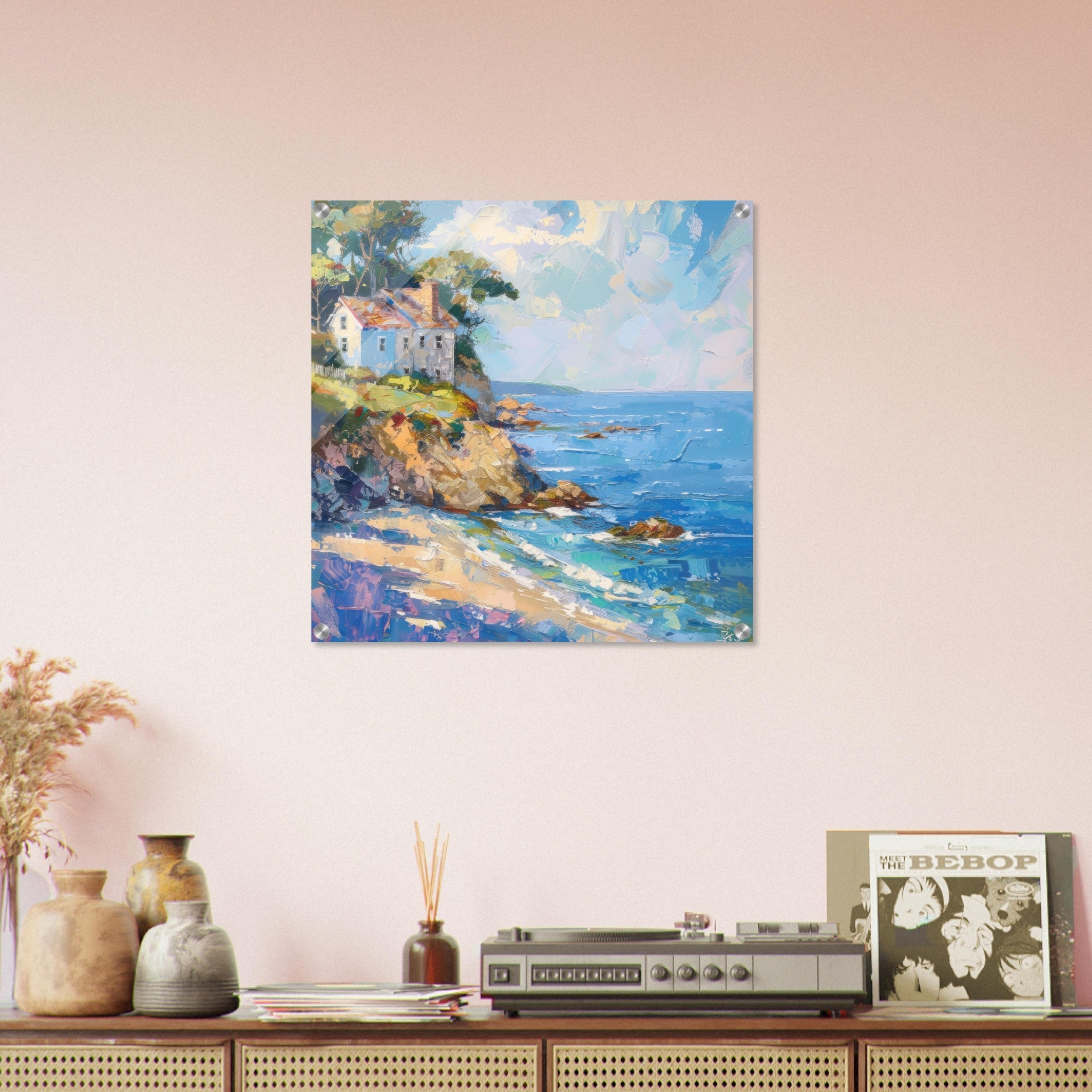 Acrylic Print Square - Impressionism coastal style beach feeling 1 - Shop Ai Art WebShop - Digital Art online Store