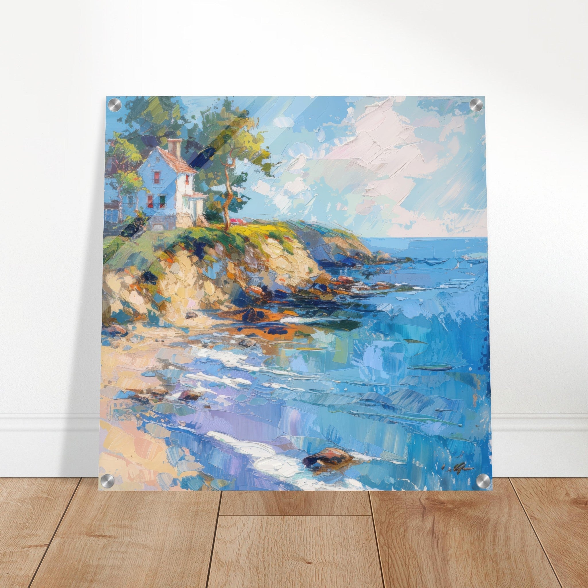 Acrylic Print Square - Impressionism coastal style beach feeling 5 - Shop Ai Art WebShop - Digital Art online Store