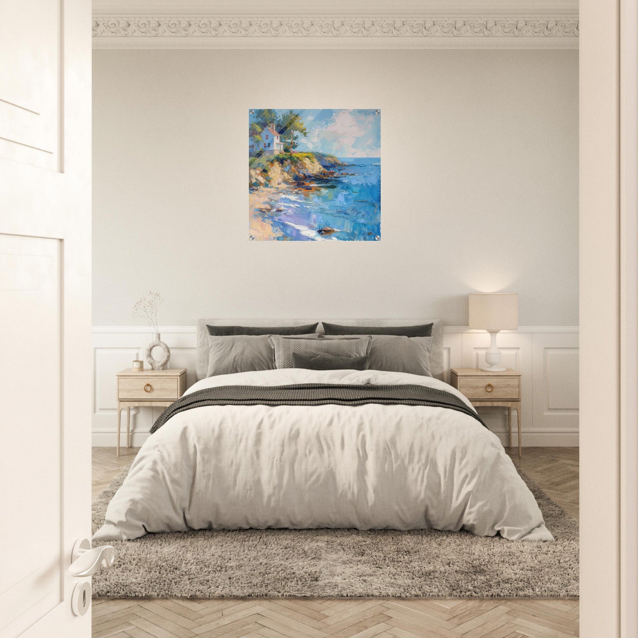 Acrylic Print Square - Impressionism coastal style beach feeling 5 - Shop Ai Art WebShop - Digital Art online Store