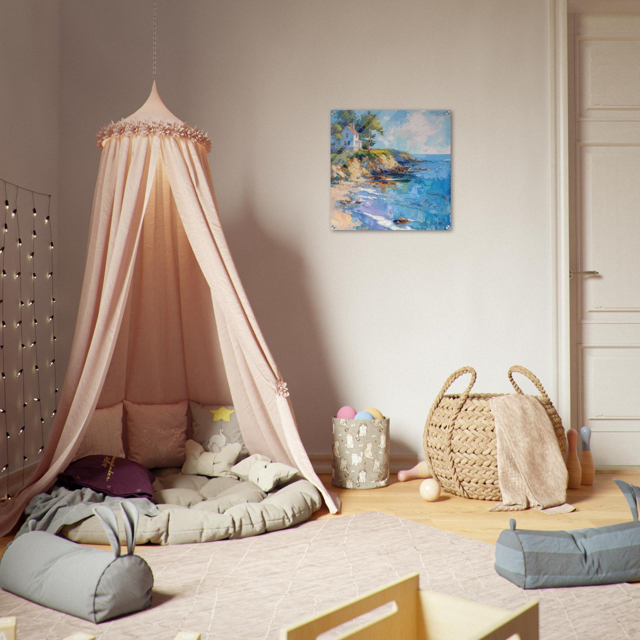 Acrylic Print Square - Impressionism coastal style beach feeling 5 - Shop Ai Art WebShop - Digital Art online Store