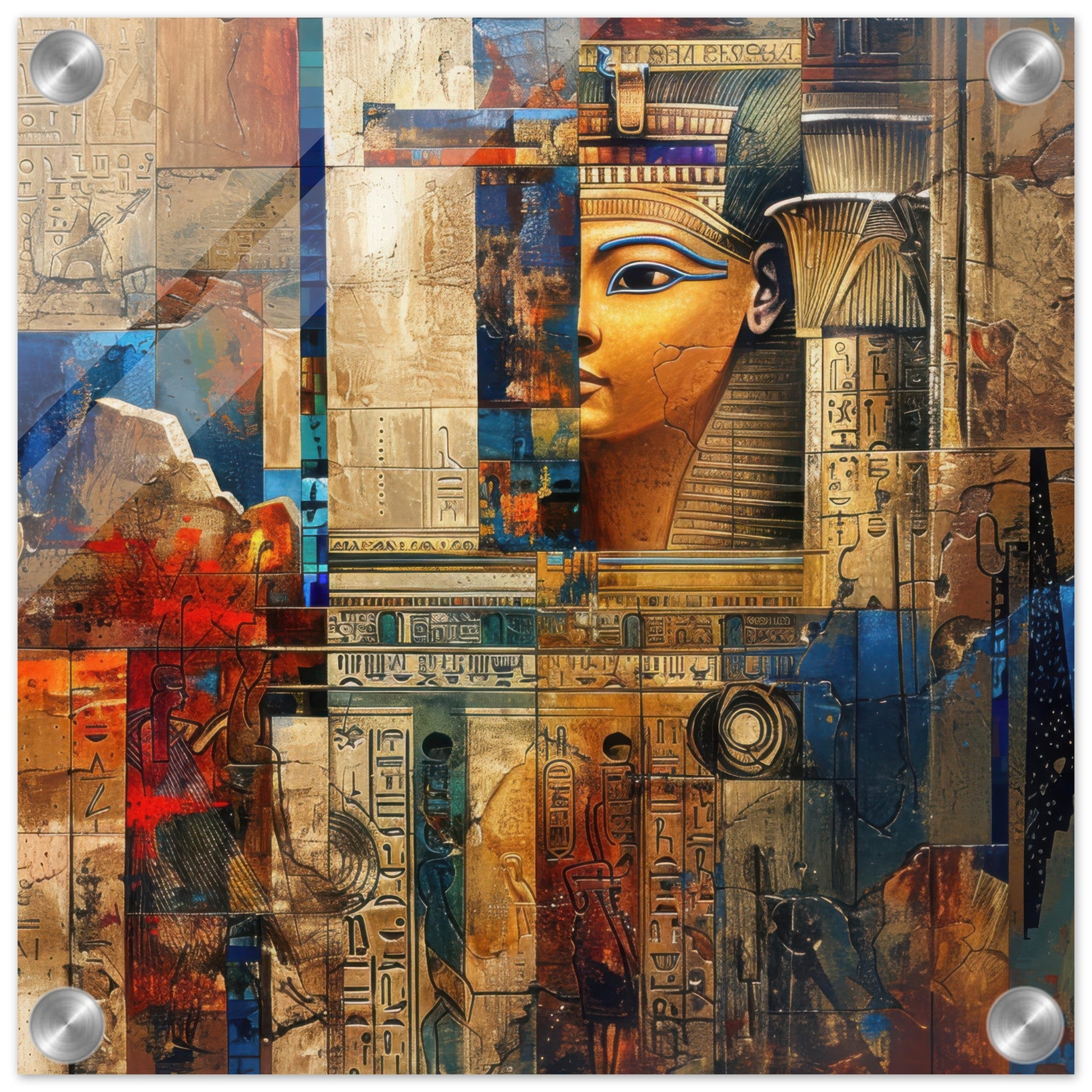 Acrylic Print Square - Old culture of Egypt in abstract style - Shop Ai Art WebShop - Digital Art online Store