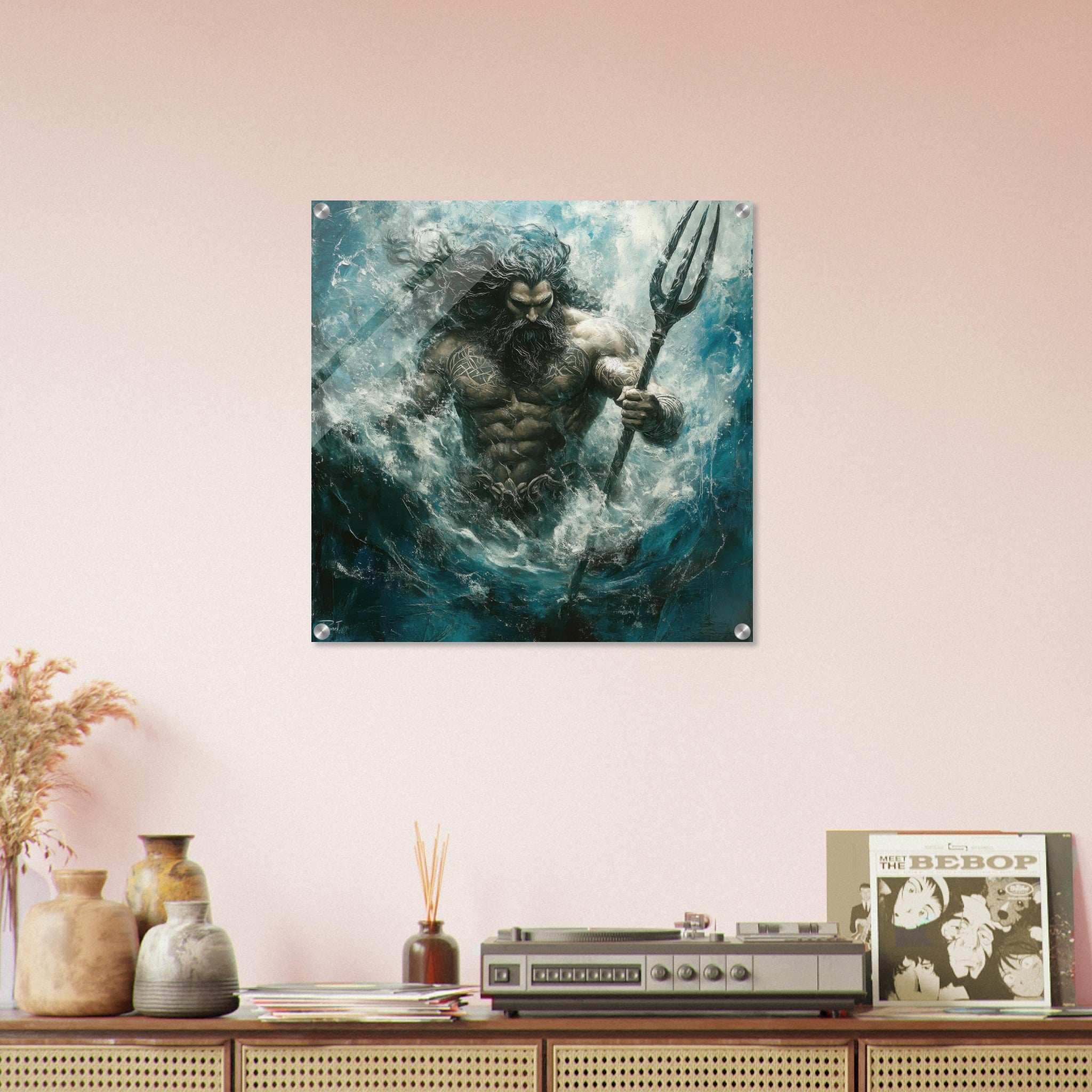 Acrylic Print Square - Poseidon Commanding the Seas - Shop Ai Art WebShop - Digital Art online Store