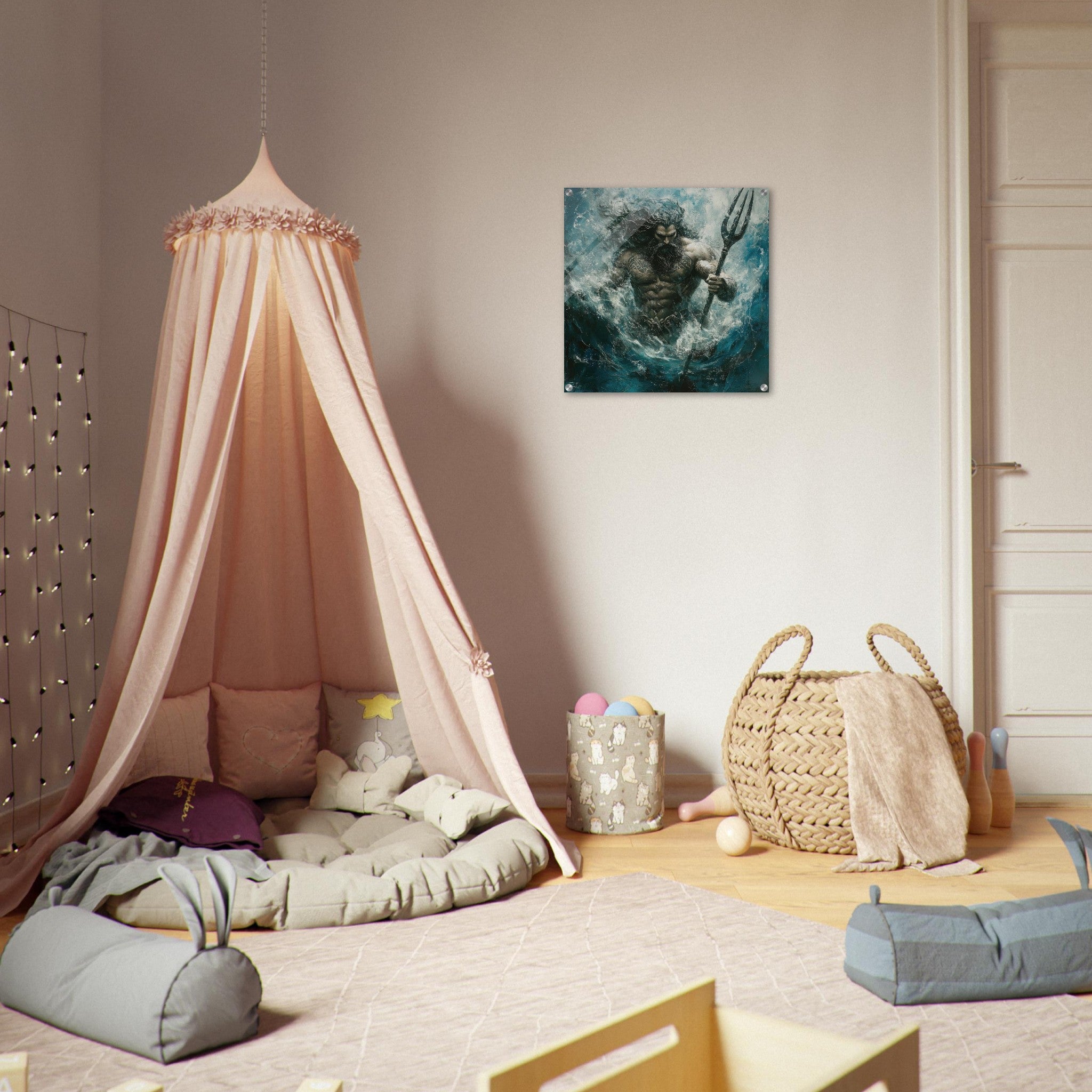 Acrylic Print Square - Poseidon Commanding the Seas - Shop Ai Art WebShop - Digital Art online Store