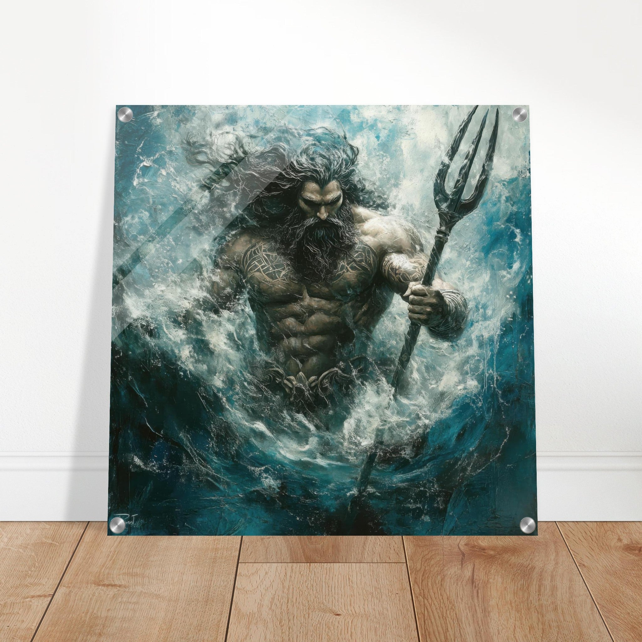 Acrylic Print Square - Poseidon Commanding the Seas - Shop Ai Art WebShop - Digital Art online Store