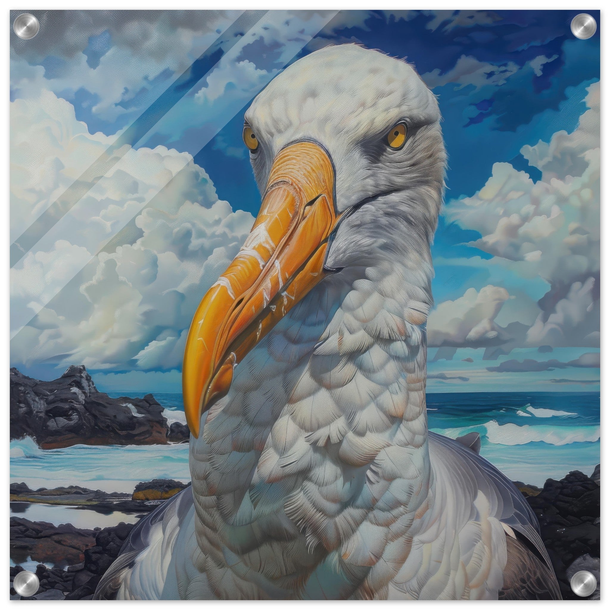 Acrylic Print Square - Rough Nature Galapagos Albatros 2 - Shop Ai Art WebShop - Digital Art online Store