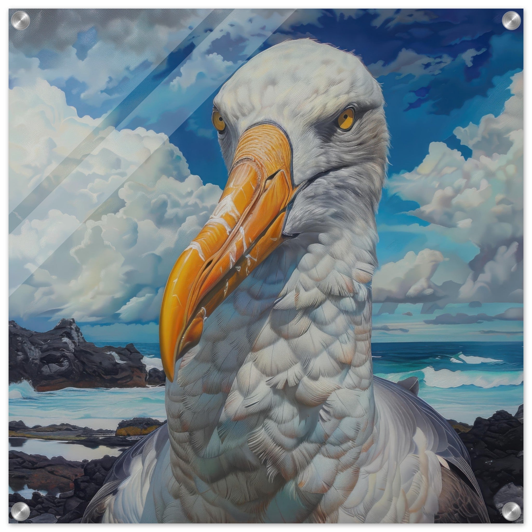 Acrylic Print Square - Rough Nature Galapagos Albatros 2 - Shop Ai Art WebShop - Digital Art online Store