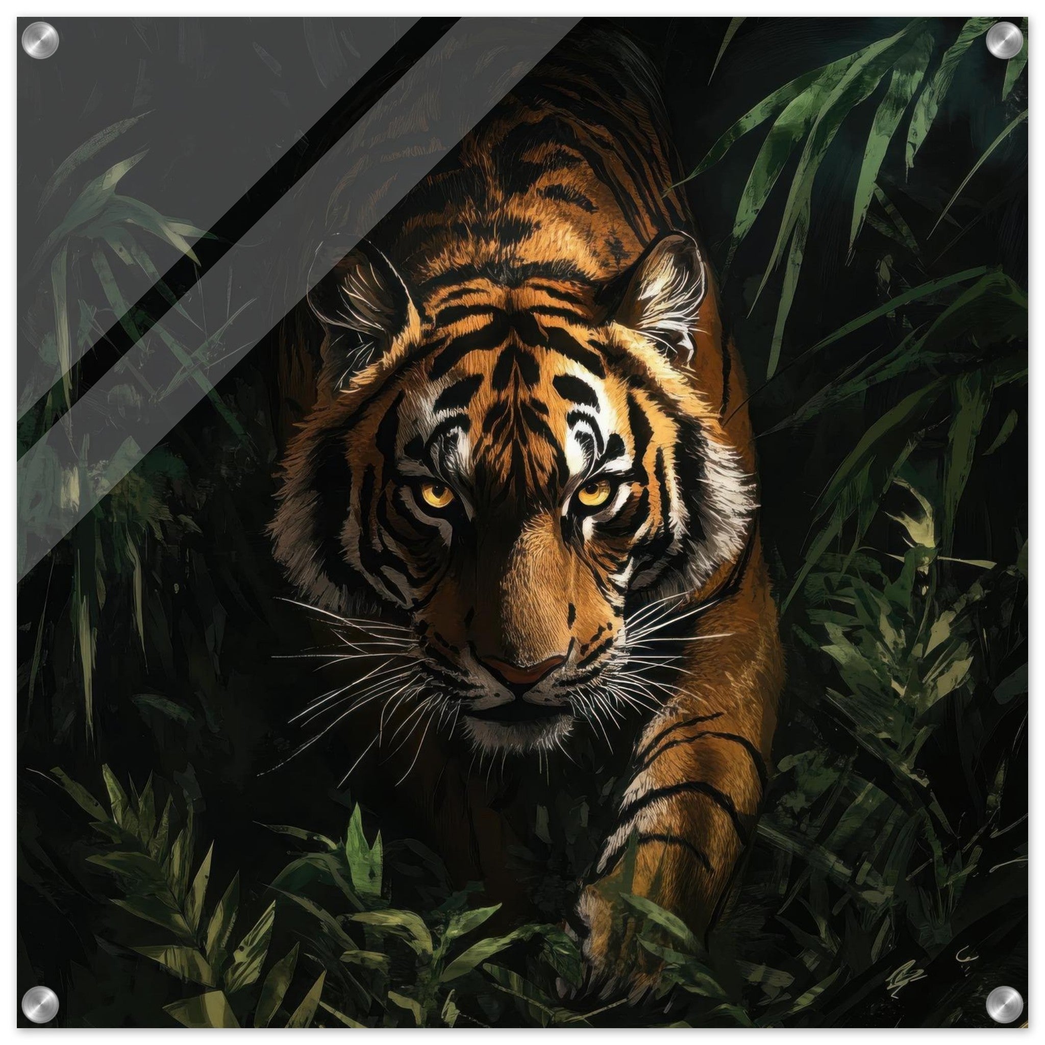 Acrylic Print Square - The Majestic Tiger in the Wild - Shop Ai Art WebShop - Digital Art online Store