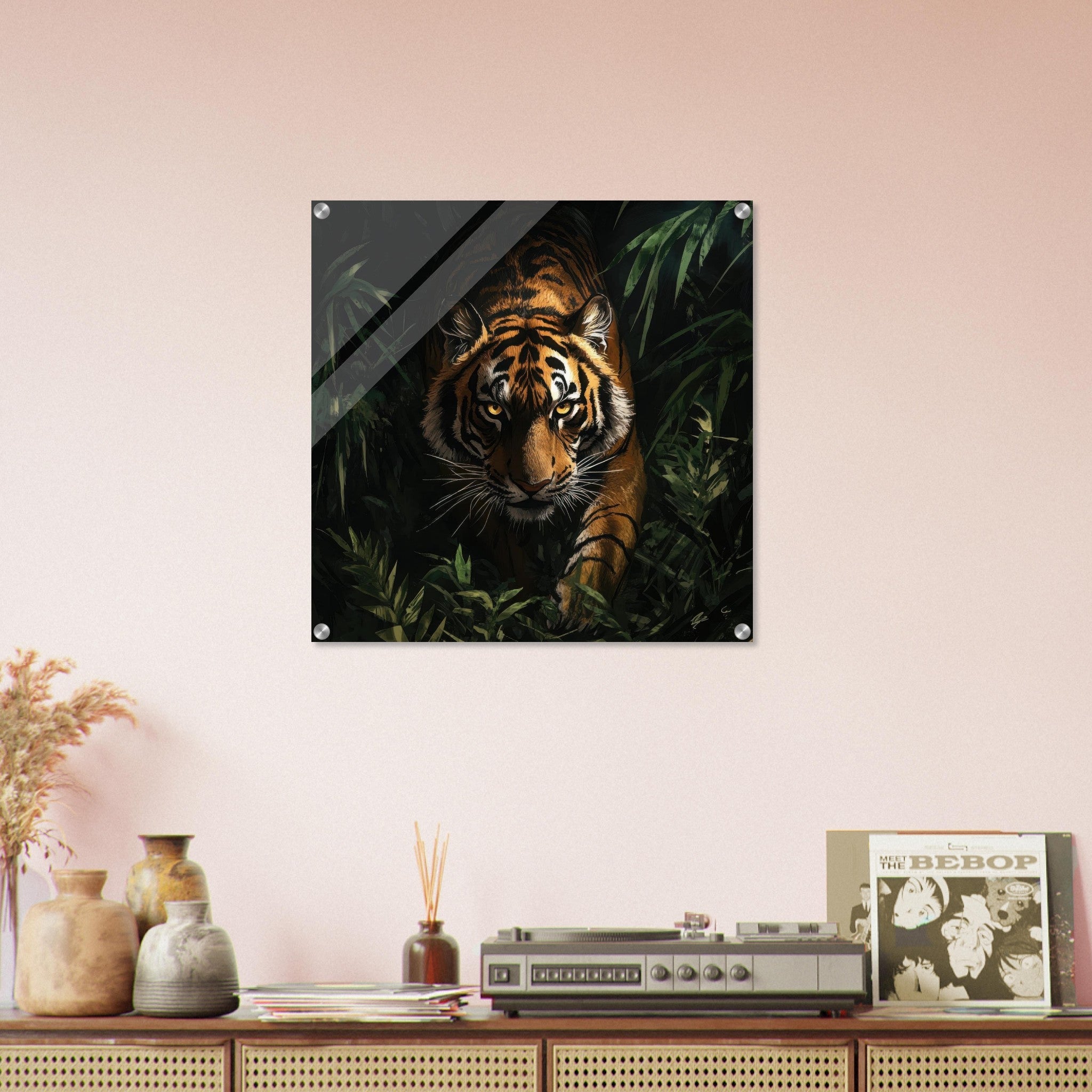 Acrylic Print Square - The Majestic Tiger in the Wild - Shop Ai Art WebShop - Digital Art online Store