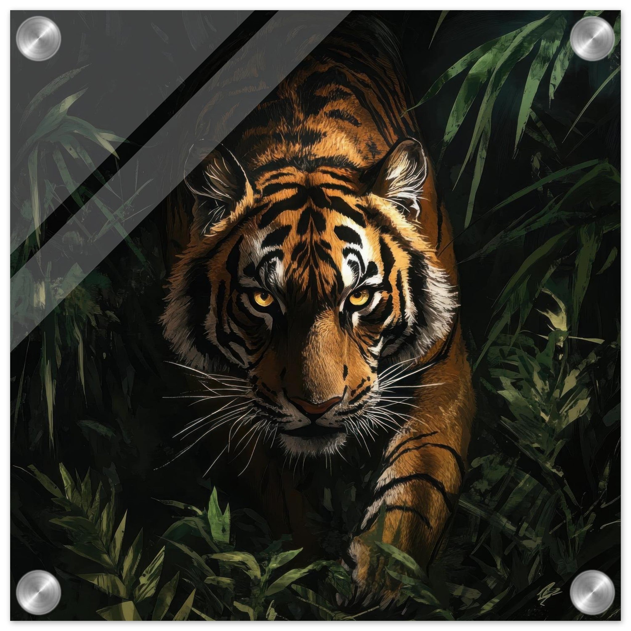 Acrylic Print Square - The Majestic Tiger in the Wild - Shop Ai Art WebShop - Digital Art online Store