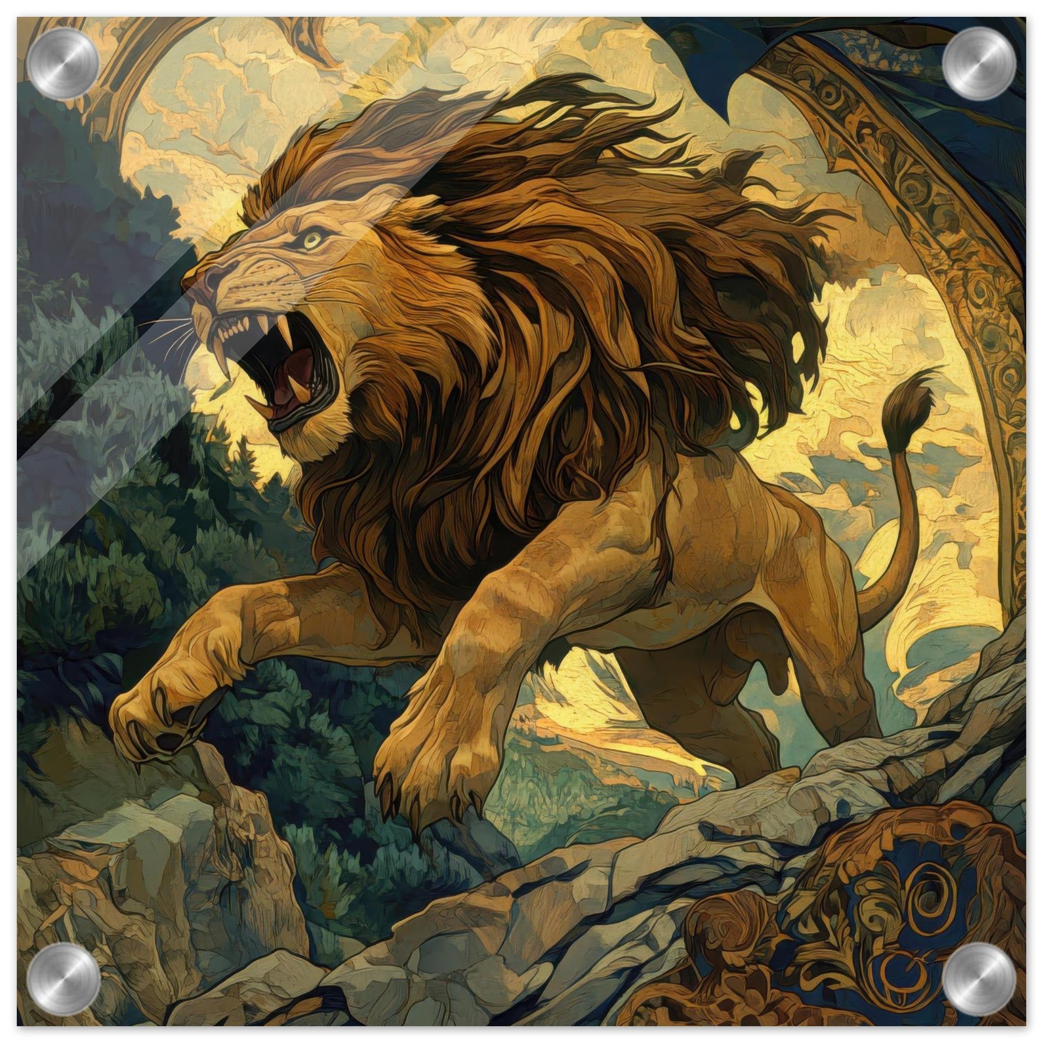 Acrylic Print Square - The Nemean Lion - Ai Art Force
