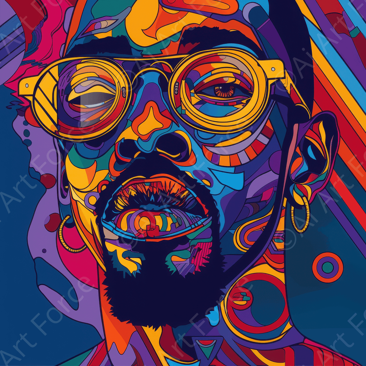Afrofuturism swedish sharkansas in abstract style 5 - Shop Ai Art WebShop - Digital Art online Store