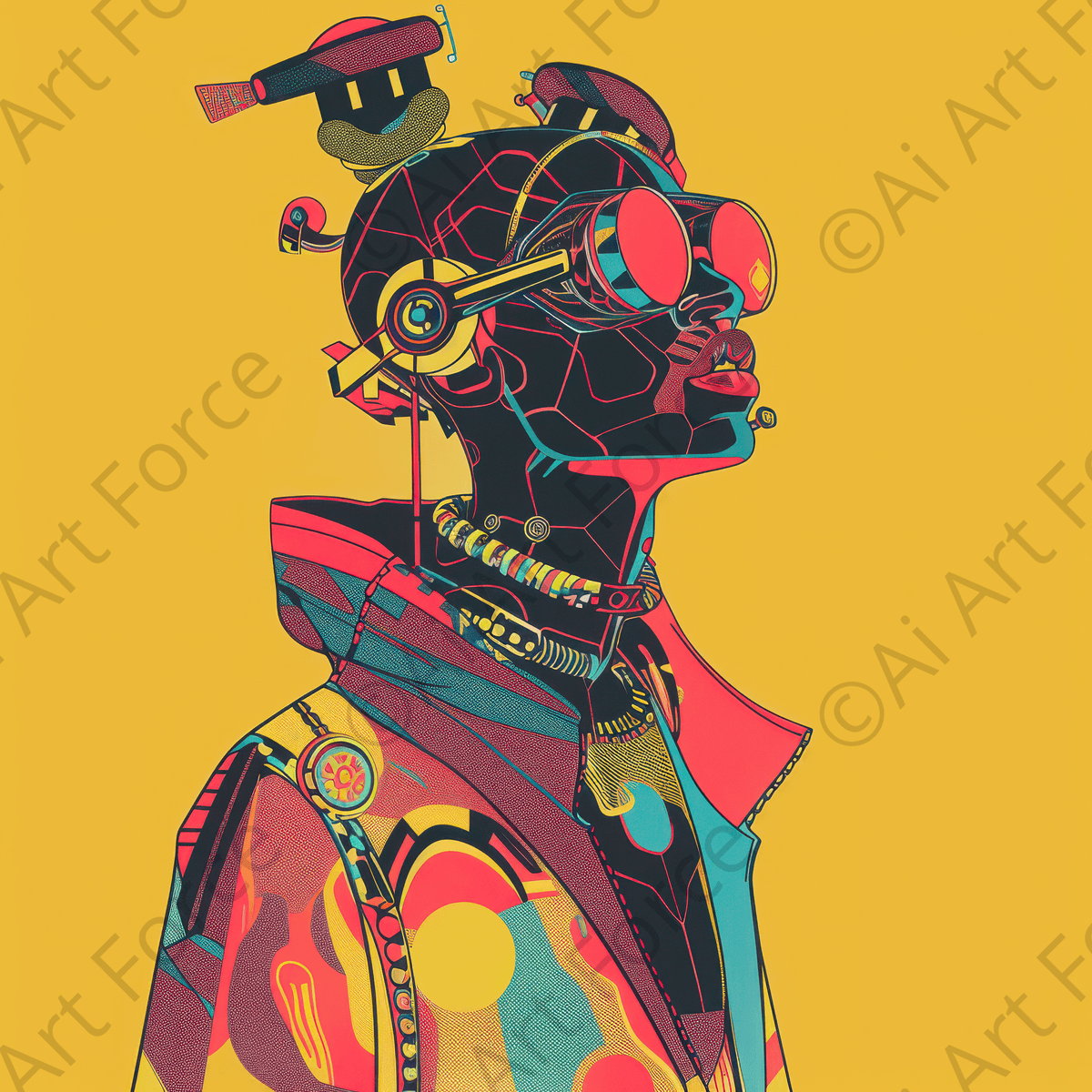 Afrofuturism swedish sharkansas in abstract style 6 - Shop Ai Art WebShop - Digital Art online Store