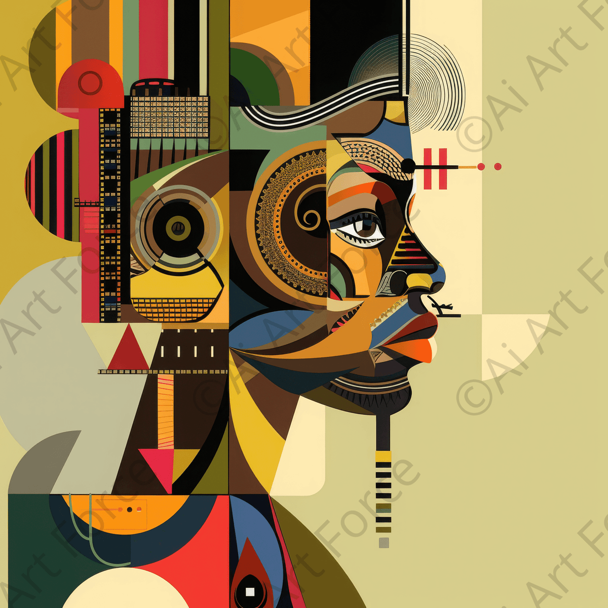 Afrofuturism swedish sharkansas in abstract style 8 - Shop Ai Art WebShop - Digital Art online Store