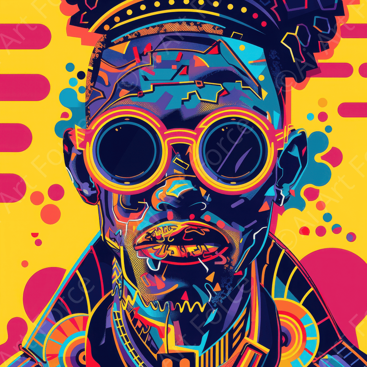 Afrofuturism swedish sharkansas in abstract style 9 - Shop Ai Art WebShop - Digital Art online Store