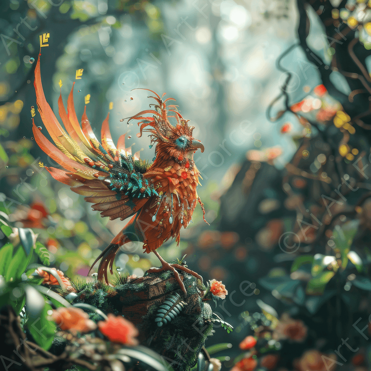 Amazing fantasy world with fantasy creatures 55m birds - Shop Ai Art WebShop - Digital Art online Store