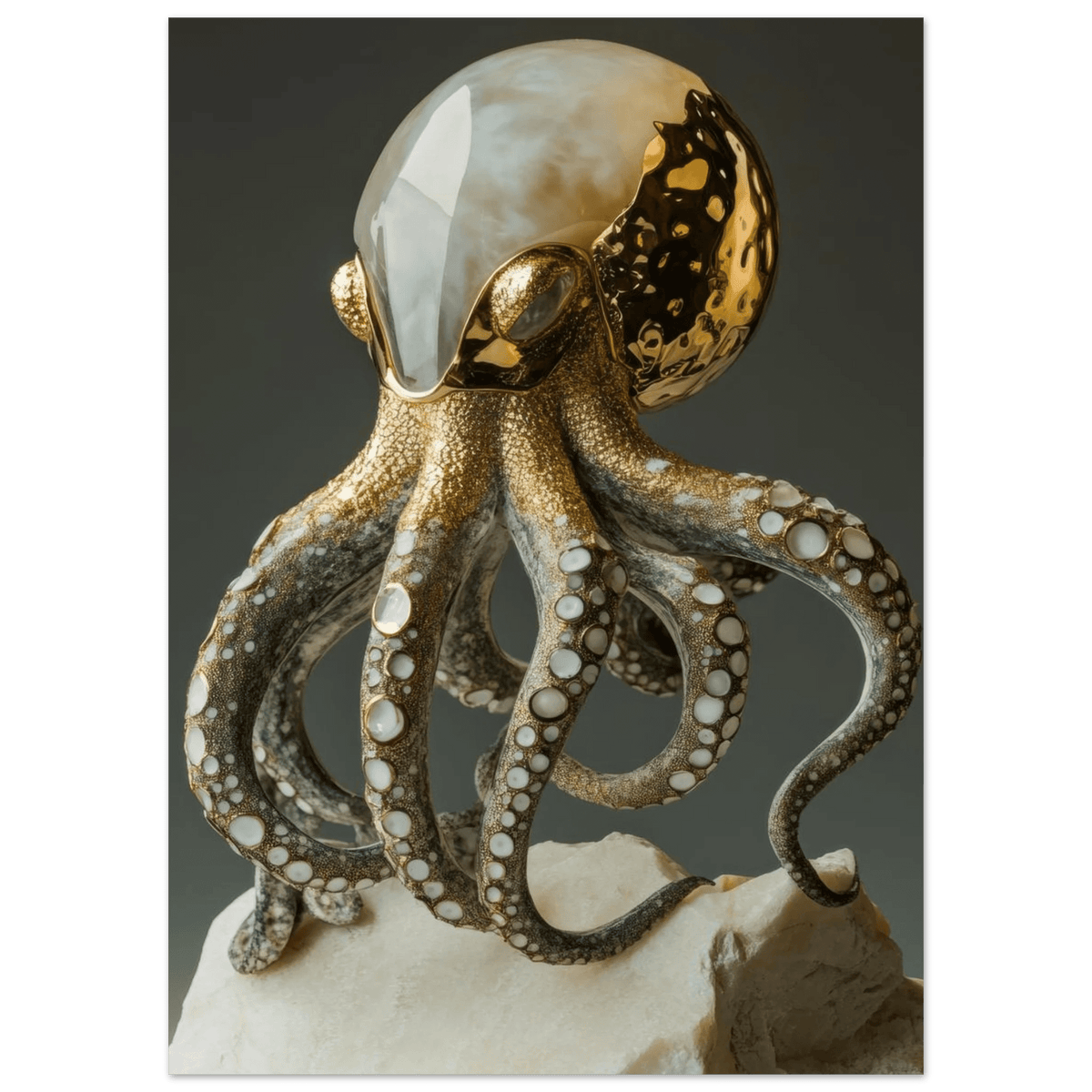 An Hybrid golden crystal octopus - Shop Ai Art WebShop - Digital Art online Store