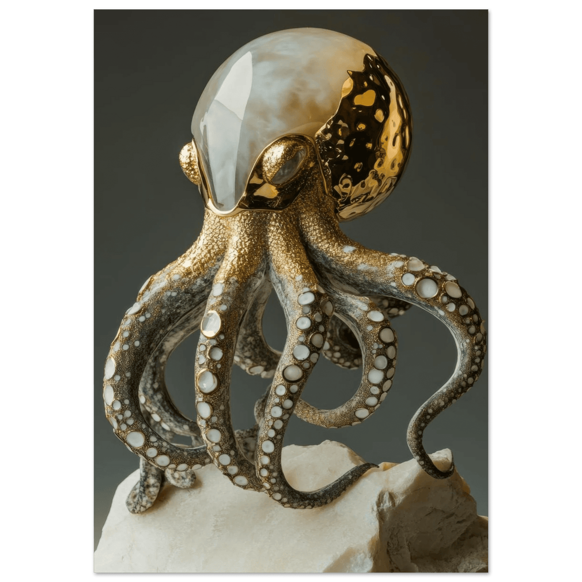 An Hybrid golden crystal octopus - Shop Ai Art WebShop - Digital Art online Store