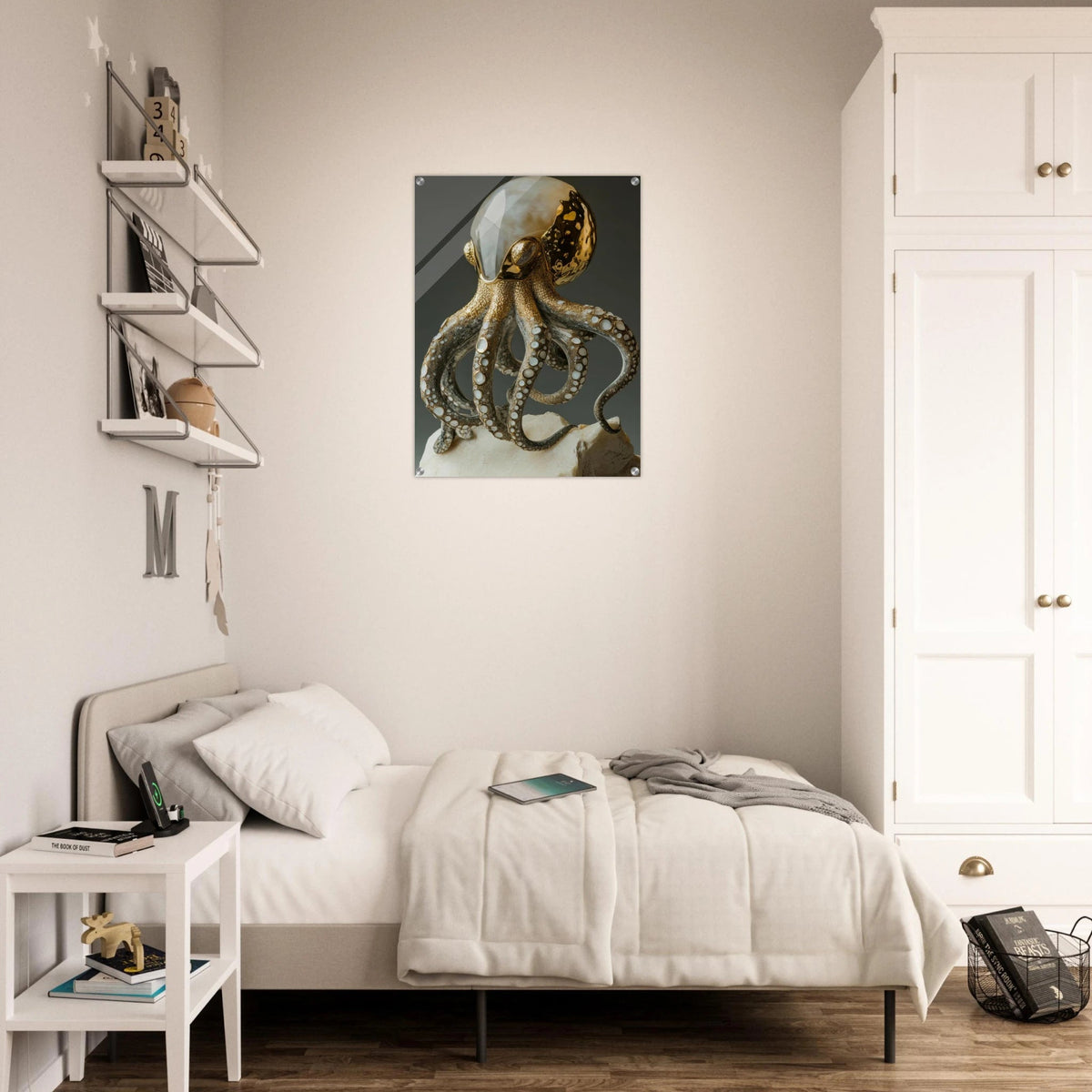 An Hybrid golden crystal octopus - Shop Ai Art WebShop - Digital Art online Store