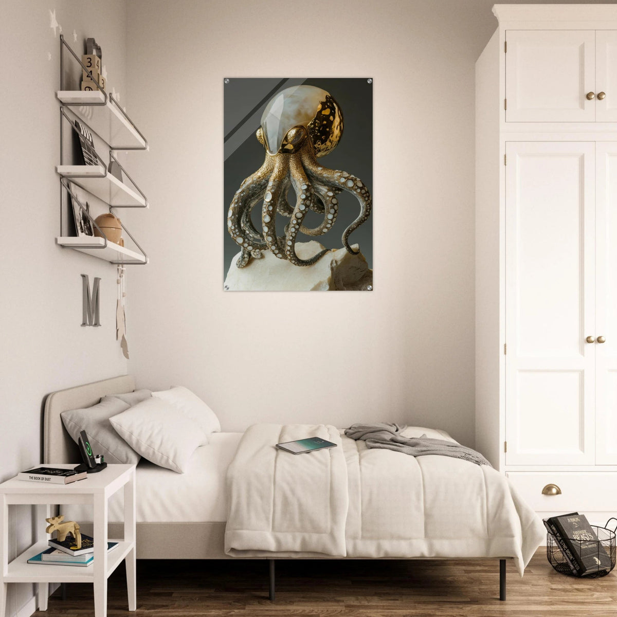 An Hybrid golden crystal octopus - Shop Ai Art WebShop - Digital Art online Store
