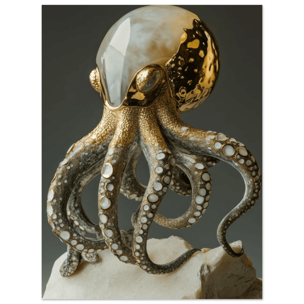 An Hybrid golden crystal octopus - Shop Ai Art WebShop - Digital Art online Store