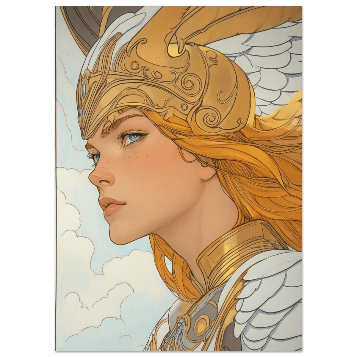 Art Nouveau Valkyries Flight Art Nouveau Close 1 - Shop Ai Art WebShop - Digital Art online Store