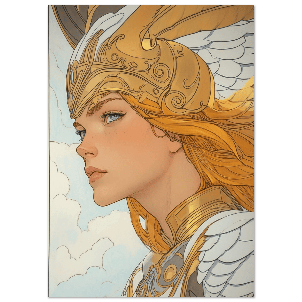Art Nouveau Valkyries Flight Art Nouveau Close 1 - Shop Ai Art WebShop - Digital Art online Store