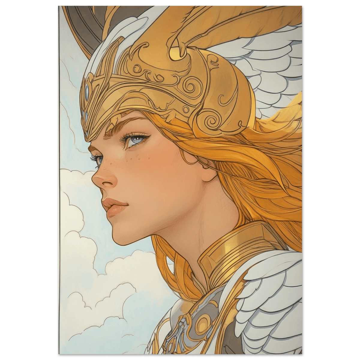 Art Nouveau Valkyries Flight Art Nouveau Close 1 - Shop Ai Art WebShop - Digital Art online Store