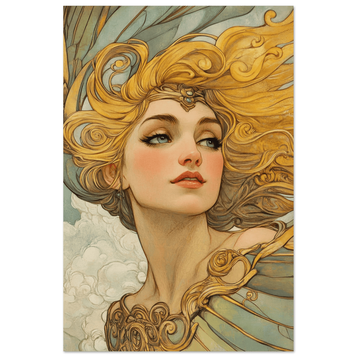 Art Nouveau Valkyries Flight Art Nouveau Close 2 - Shop Ai Art WebShop - Digital Art online Store