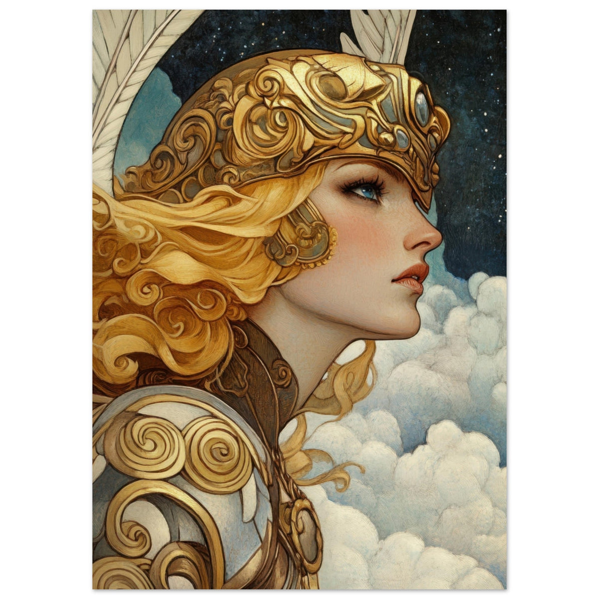 Art Nouveau Valkyries Flight Art Nouveau Close 3 - Shop Ai Art WebShop - Digital Art online Store
