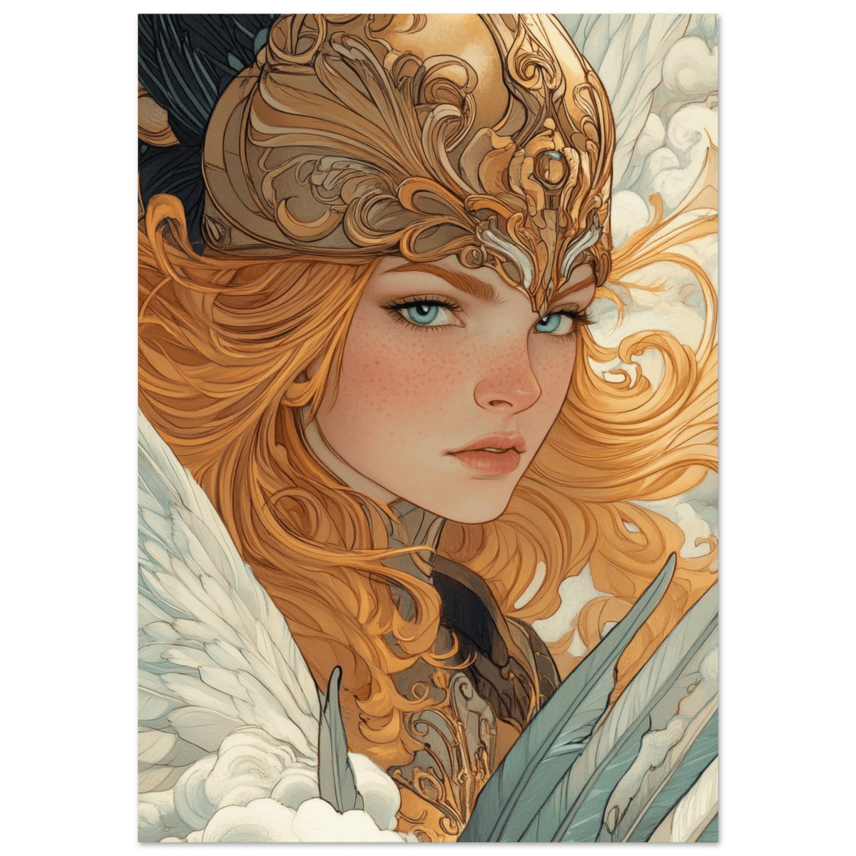 Art Nouveau Valkyries Flight Art Nouveau Close 6 - Shop Ai Art WebShop - Digital Art online Store