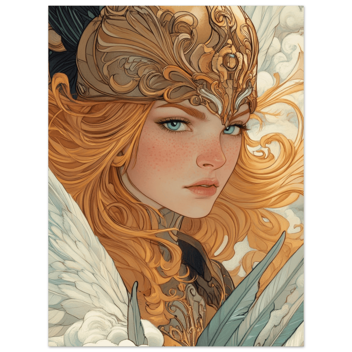 Art Nouveau Valkyries Flight Art Nouveau Close 6 - Shop Ai Art WebShop - Digital Art online Store
