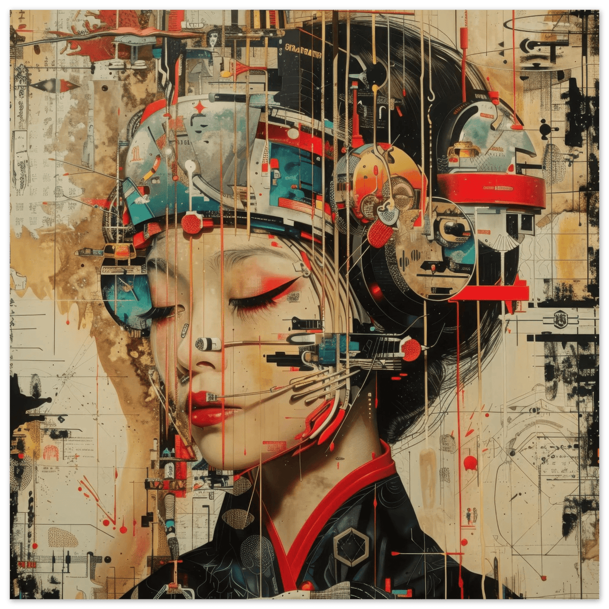 Asianfuturism swedish sharkansas in abstract style - Shop Ai Art WebShop - Digital Art online Store