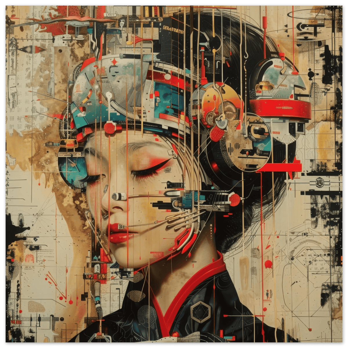 Asianfuturism swedish sharkansas in abstract style - Shop Ai Art WebShop - Digital Art online Store