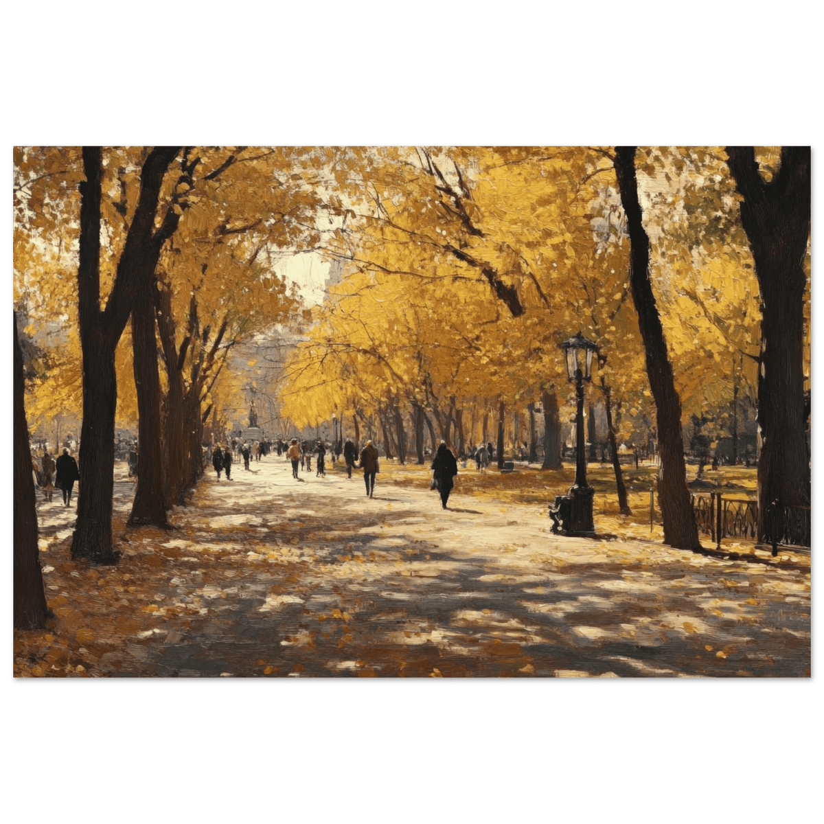 Autumn Park with Strolling Figures A vast park - Shop Ai Art WebShop - Digital Art online Store