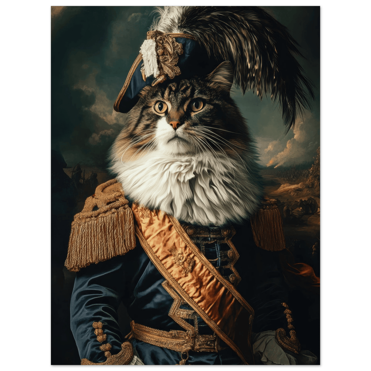 Baroque Military Commander Cat A fierce - looking 4 - Shop Ai Art WebShop - Digital Art online Store
